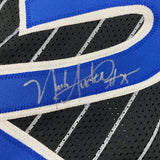 Autographed/Signed Nick Anderson 33x42 Orlando Black Pinstripe Jersey PSA COA