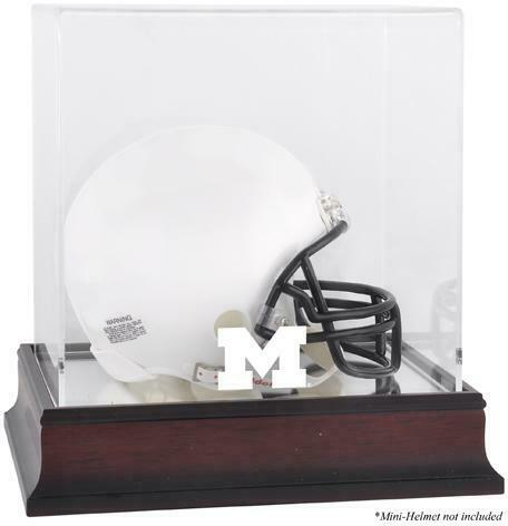 Michigan Mahogany Logo Mini Helmet Display Case - Fanatics