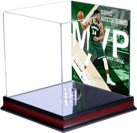 Giannis Antetokounmpo Milwaukee Bucks Mahogany 2020 MVP Basketball Display Case