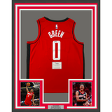 Framed Autographed Jalen Green 33x42 Rockets Red Authentic Jersey Fanatics COA