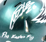 Miles Sanders Signed Eagles Speed Mini Helmet w/Fly Eagles-Beckett W Hologram