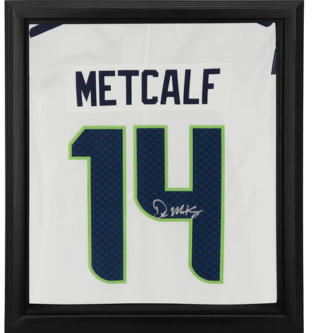 DK Metcalf Seattle Seahawks FRMD Signed White Nike Limited Jersey Shadowbox