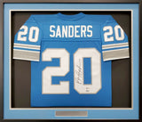 LIONS BARRY SANDERS AUTOGRAPHED FRAMED BLUE AUTHENTIC M&N JERSEY BECKETT 191188
