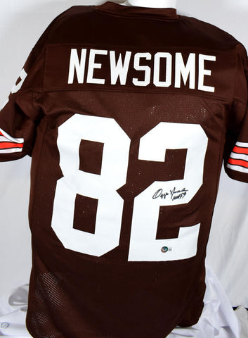 Ozzie Newsome Autographed Brown Pro Style Jersey w/ HOF-Beckett W Hologram
