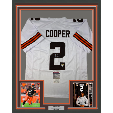Framed Autographed/Signed Amari Cooper 33x42 Cleveland White Jersey JSA COA