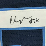 Autographed/Signed CHRIS JOHNSON Tennessee Dark Blue Football Jersey JSA COA