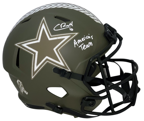 COOPER RUSH SIGNED DALLAS COWBOYS SALUTE TO SERVICE SPEED FULL SIZE SPEED HELMET