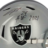 Charles Woodson Oakland Raiders Signed Speed Replica Helmet with "HOF 21" Insc