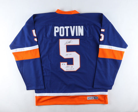 Denis Potvin Signed NY Islanders Jersey Inscribd "HOF 1991", "Cups 80-81-82-83"