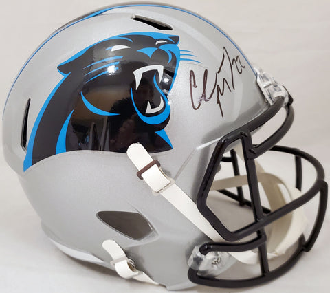 Christian McCaffrey Autographed Panthers Full Size Helmet (Smudged) Beckett