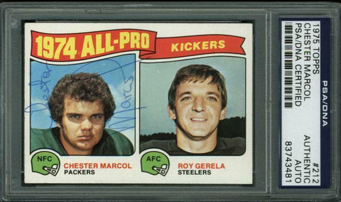 Packers Chester Marcol Authentic Signed Card 1975 Topps #212 PSA/DNA Slabbed