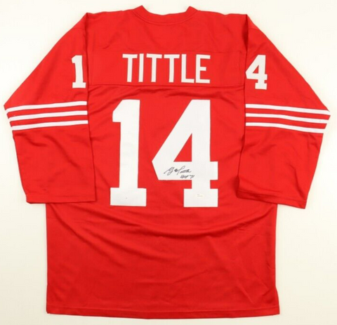 Y.A. Tittle Signed San Francisco 49ers Jersey Inscribed "HOF 71" (JSA) Q,B,