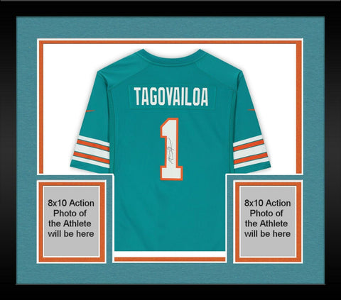 Framed Tua Tagovailoa Miami Dolphins Autographed Aqua Throwback Nike Game Jersey