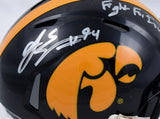 AJ Epenesa Signed Iowa Hawkeyes Speed Mini Helmet w/Fight for Iowa-BeckettW Holo