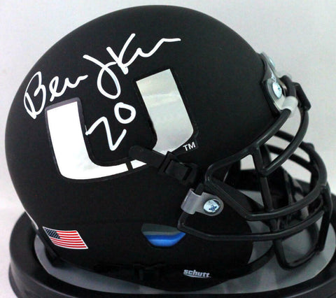 Bernie Kosar Autographed Miami Hurricanes Black Schutt Mini Helmet- Beckett Wit