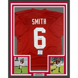 FRAMED Autographed/Signed DEVONTA SMITH 33x42 Alabama Red College Jersey BAS COA
