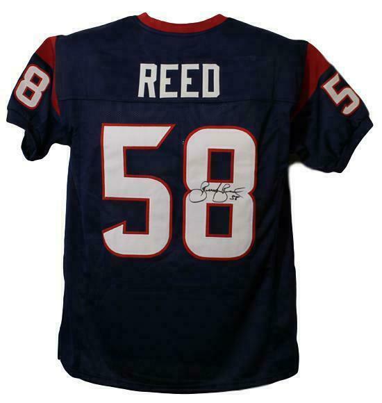 Brooks Reed Autographed/Signed Houston Texans Blue XL Jersey 12835