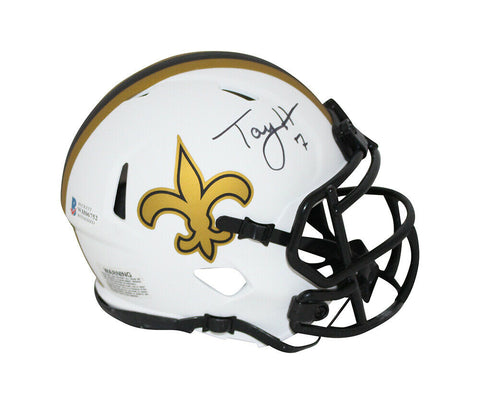 Taysom Hill Autographed/Signed New Orleans Saints Lunar Mini Helmet BAS 31679