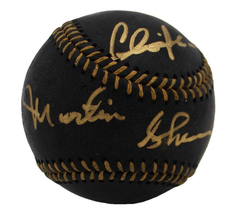 Emilio Estevez, Martin & Charlie Sheen Signed Rawlings OML Black Baseball