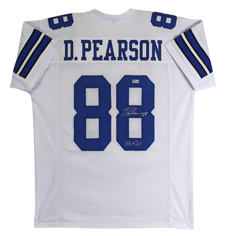 Drew Pearson "HOF 21" Signed White Pro Style Jersey Autographed BAS Witnessed