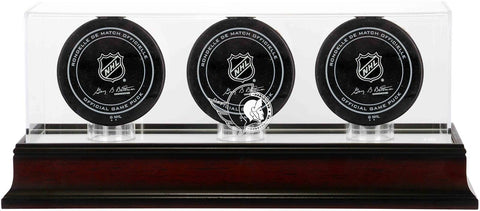 Ottawa Senators Mahogany Three Hockey Puck Logo Display Case
