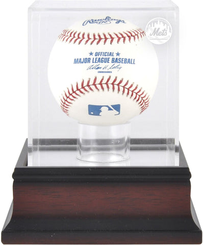 New York Mets Mahogany Baseball Logo Display Case - Fanatics