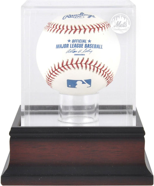 New York Mets Mahogany Baseball Logo Display Case - Fanatics