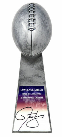 Lawrence Taylor GIANTS Signed Football World Champion Replica Silver Trophy - SS