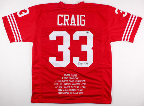 Roger Craig Signed 49ers Career Highlight Stat Jersey (PSA COA & Craig Hologram)