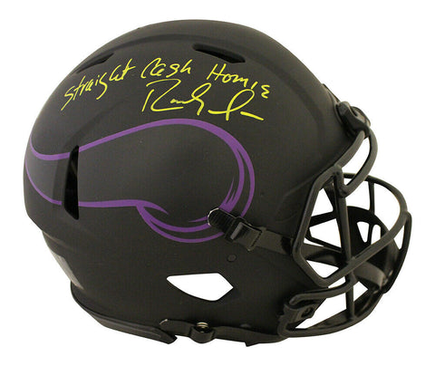 Randy Moss Signed Minnesota Vikings Authentic Eclipse Helmet Cash BAS 28975