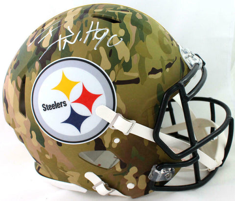 TJ Watt Signed Pitt. Steelers F/S Camo Speed Authentic Helmet - Beckett W Auth