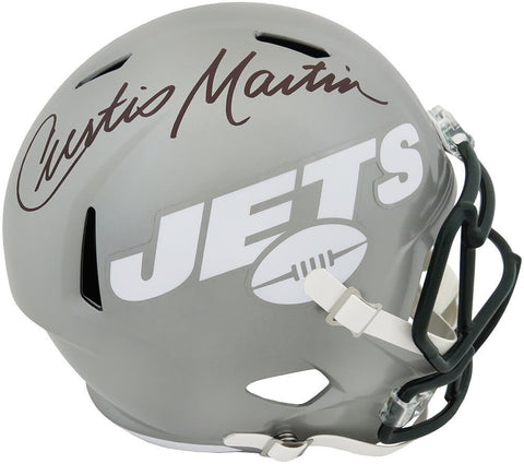 Curtis Martin Signed Jets FLASH Riddell Full Size Speed Replica Helmet -(SS COA)