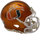 Ray Lewis Autographed Miami Hurricanes Flash Speed Mini Helmet Beckett 36221