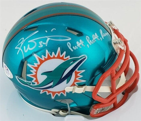 Ricky Williams "Puff, Puff, Run" Signed Miami Dolphins Speed Mini Helmet PSA COA
