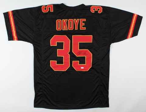 Christian Okoye Signed Kansas City Chiefs Jersey (JSA COA) All Pro Running Back