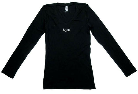 Official Favre 4 Hope Black Ladies Long Sleeve Shirt With "Hope"
