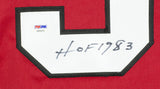 Bobby Hull Signed Custom Red Hockey Jersey HOF 1983 Golden Jet Insc PSA