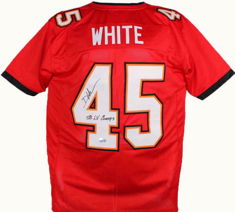 Devin White Autographed Red Pro Style Jersey W/ Insc-Beckett W Hologram *Black