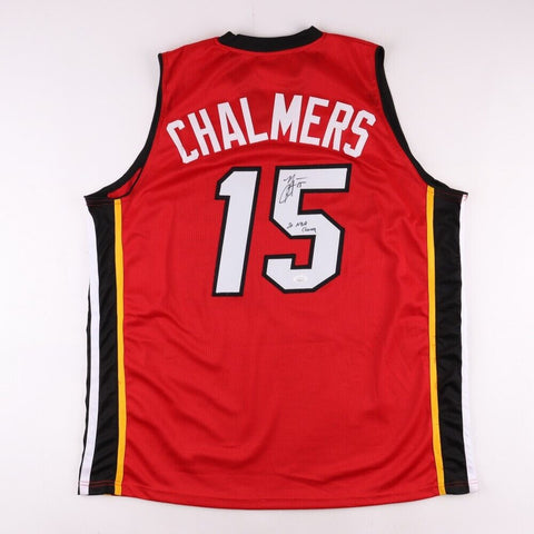 Mario Chalmers Signed Miami Heat Red Jersey Inscribed "2x NBA Champ" (JSA COA)