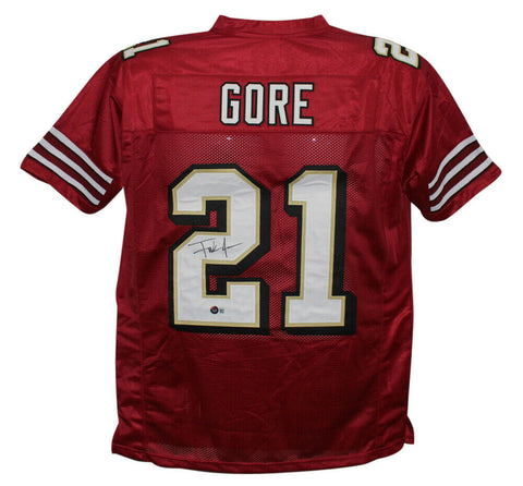Frank Gore Autographed/Signed Pro Style Red XL Jersey Beckett BAS 33974
