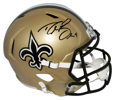 DREW BREES AUTOGRAPHED SIGNED NEW ORLEANS SAINTS FULL SIZE SPEED HELMET BECKETT