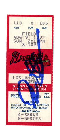 Deion Sanders Signed Atlanta Braves 8/9/1992 @ Dodgers Ticket BAS 37262