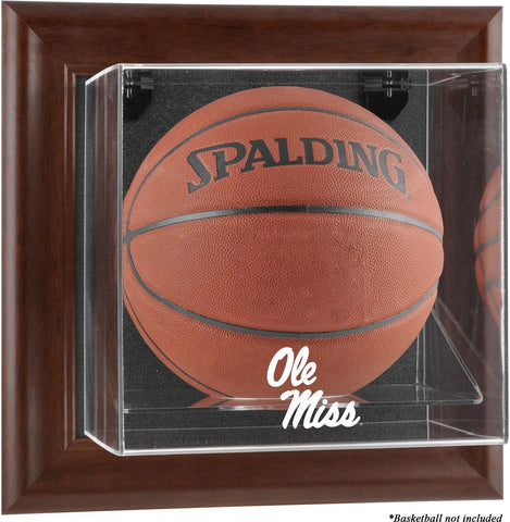 Ole Miss Brown Framed Logo Wall-Mountable Basketball Display Case