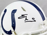 Edgerrin James Autographed Colts Flat White Mini Helmet - JSA W Auth *Black
