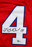 Tedy Bruschi Autographed Red Pro Style Jersey-Beckett W Hologram *Black