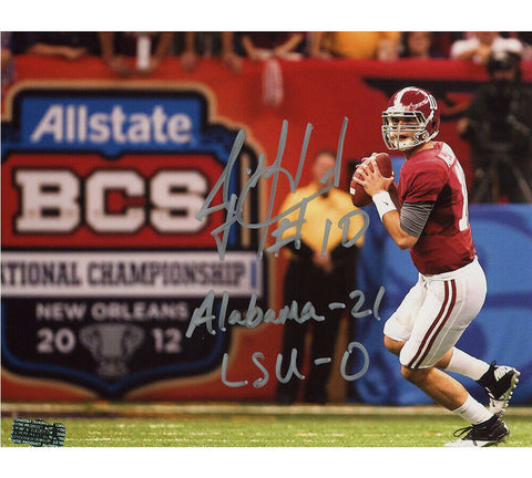 AJ McCarron Signed Alabama Crimson Tide Unframed 8x10 Photo w - AL 20 LSU 0