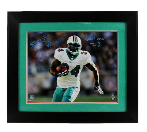 Ricky Williams Signed Miami Dolphins Framed 16x20 Photo - Grass Over Turf Insc