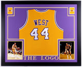Jerry West Signed Lakers 35" x 43" Custom Framed Jersey (JSA) Career 1960-1974
