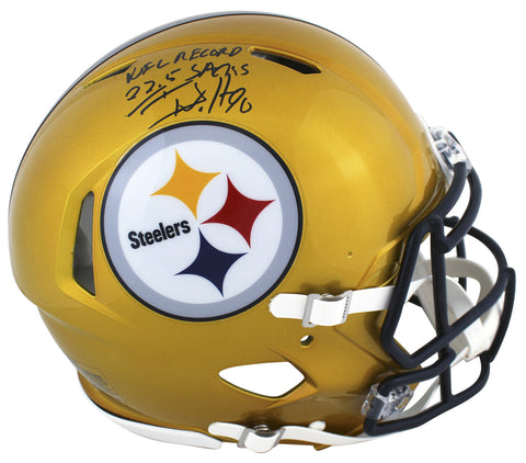 Steelers T.J. Watt "22.5 Sacks" Signed Flash F/S Speed Proline Helmet BAS Wit