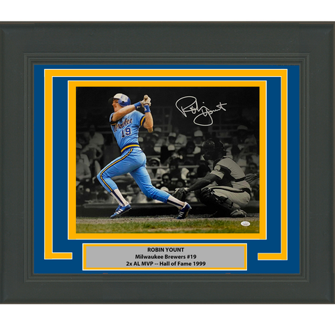 Framed Autographed/Signed Robin Yount Milwaukee Brewers 16x20 Photo JSA COA #2